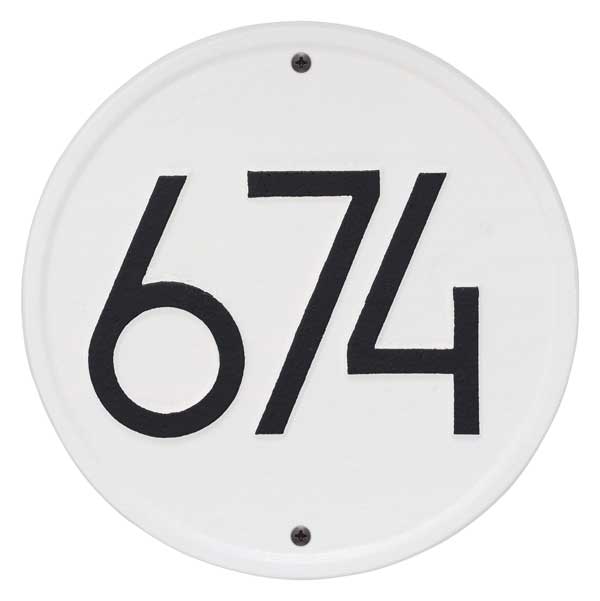 Whitehall Round Modern Address Plaque - (White/Black) Questions & Answers