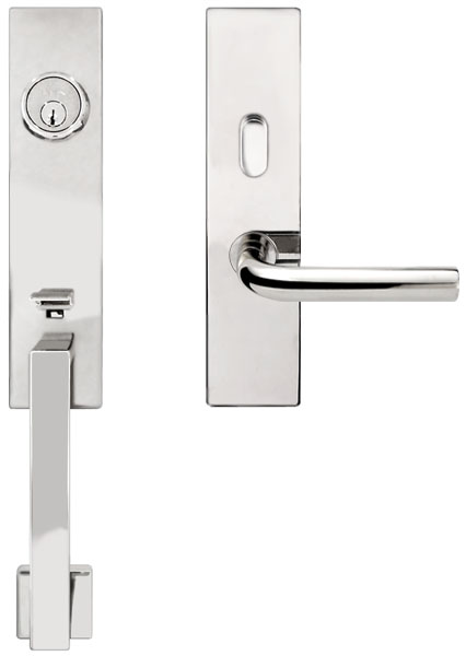 Unison INOX Manhattan Stainless Steel Tubular Entry Handle Set (Single Cylinder - Cologne Lever - 2-3/4in. Backset - Polished Stainless Steel - Left) Questions & Answers