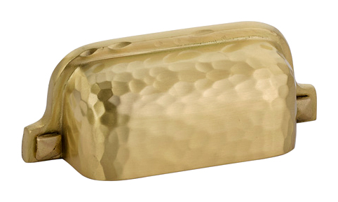 Emtek Arts and Crafts 3" (76mm) Center-to-Center Hammered Cabinet Cup/Bin Pull (Satin Brass) Questions & Answers