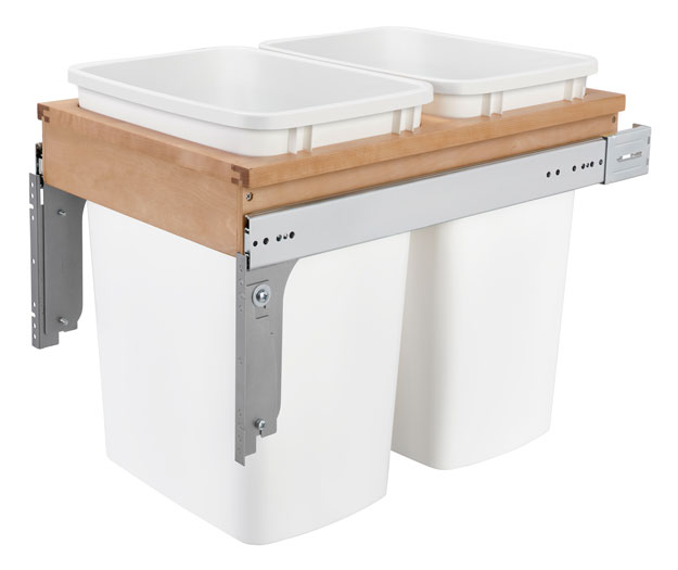 Rev-A-Shelf Double 35 Qt. Maple Top Mount Waste Container (1.5" faceframe) - White Questions & Answers