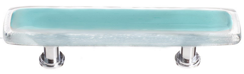 Sietto Reflective 3" (76mm) Center-to-Center Glass Cabinet Pull (Aqua) - Satin Nickel Base Questions & Answers