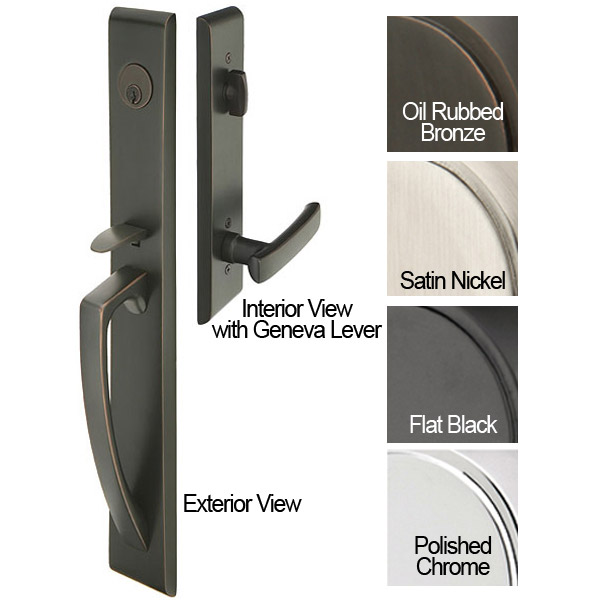 Emtek Solid Brass Modern Orion Door Entryset (Single Cylinder - Geneva Lever - Oil Rubbed Bronze - Right Hand - 2-3/8in. Backset) Questions & Answers