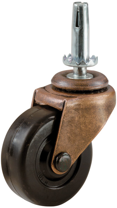 Shepherd 1-5/8" (41mm) Rubber Wheel Swivel Caster w/Stem - PAIR (Antique Copper) Questions & Answers