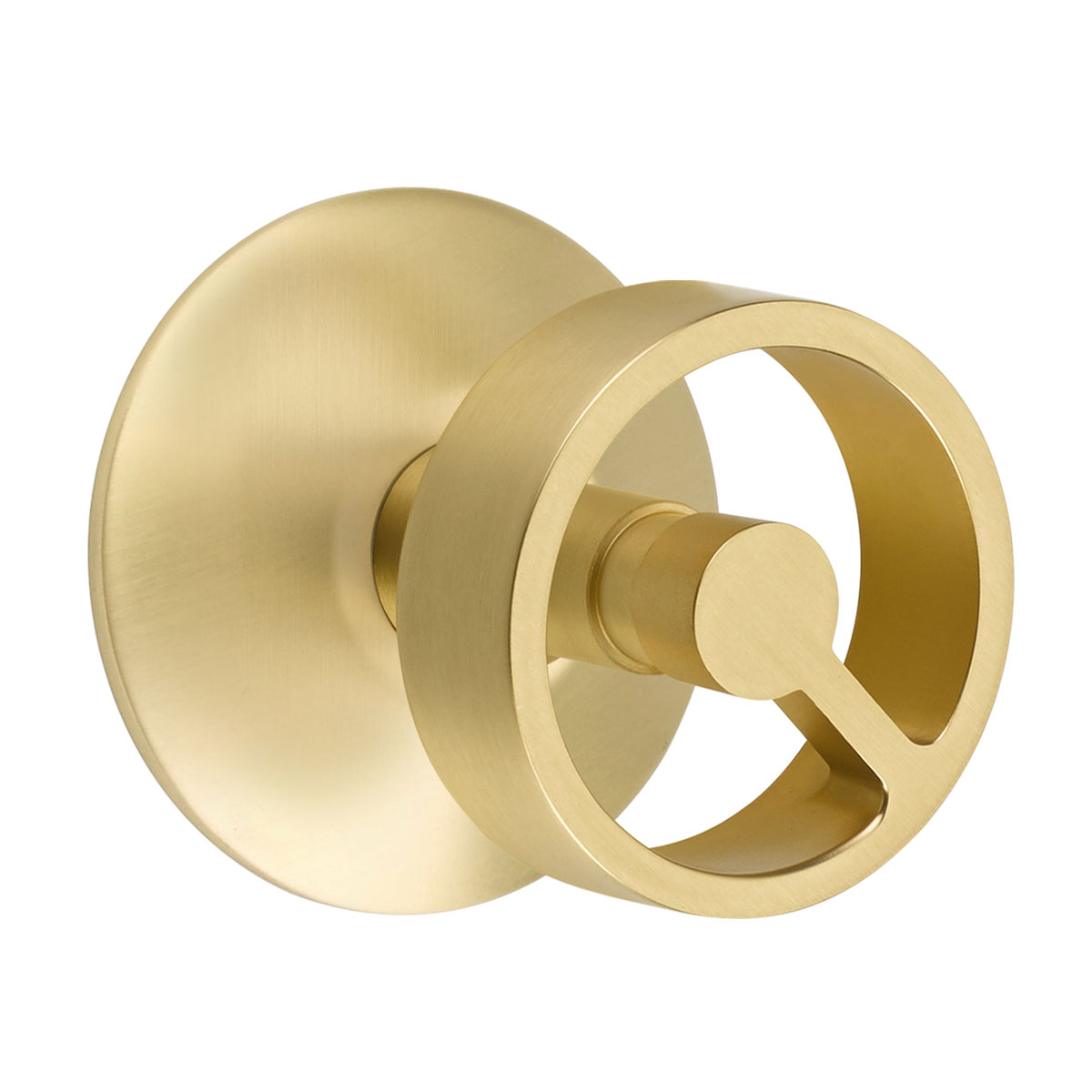 Emtek Spoke Door Knobset w/Modern Rosette (Privacy - Satin Brass - Right - 2-3/8in. Backset) Questions & Answers