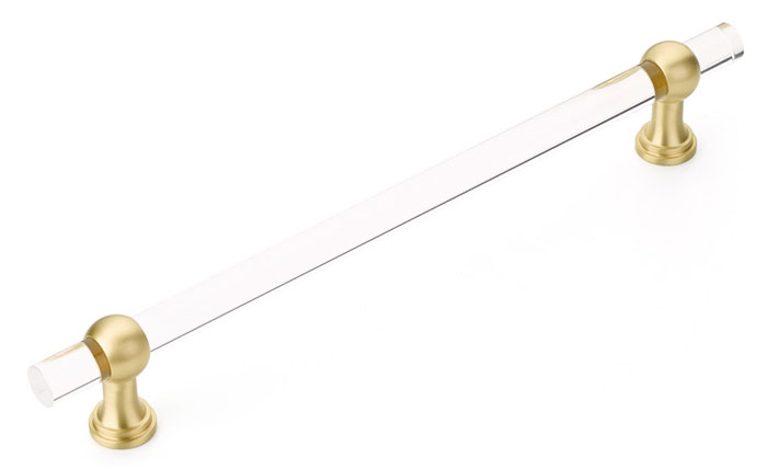 Schaub and Company Lumiere Transitional 12" (305mm) Center-to-Center Appliance Pull (Clear Acrylic/Satin Brass) Questions & Answers