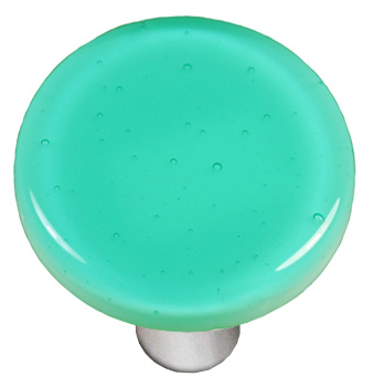 Hot Knobs Solids 1-1/2" (38mm) Round Glass Cabinet Knob (Light Aqua Blue) - Aluminum Base Questions & Answers