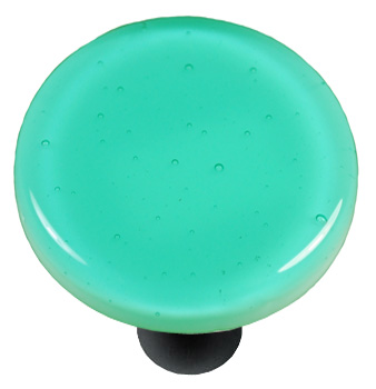 Hot Knobs Solids 1-1/2" (38mm) Round Glass Cabinet Knob (Light Aqua Blue) - Black Base Questions & Answers