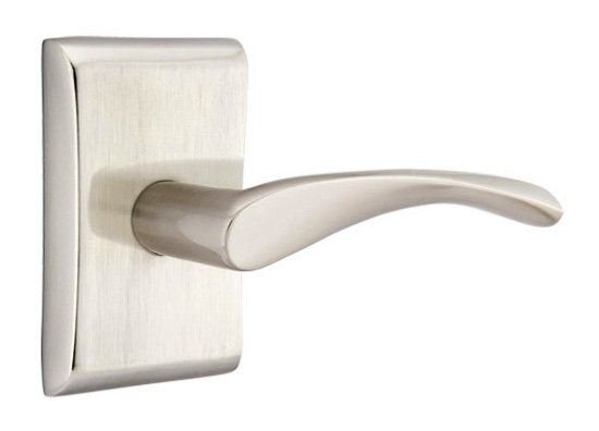 Emtek Modern Triton Door Leverset w/Neos Rosette (Privacy - Satin Nickel - Left - 2-3/8in. Backset) Questions & Answers