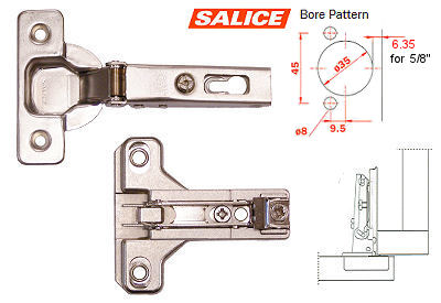 Salice Concealed (Euro) Hinge and Plate (120° - Face Frame - 5/8" Overlay - Screw-On) Questions & Answers