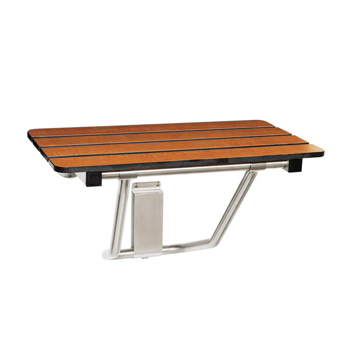 Seachrome 32in. x 15in. Bench Style Folding Shower Seat w/Lift Assist - (Stainless Steel/Phenolic Teak) Questions & Answers