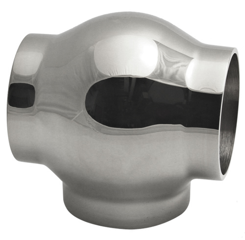 Ball Tee Fitting for 1-1/2" Diameter Tubing (Satin Stainless Steel)