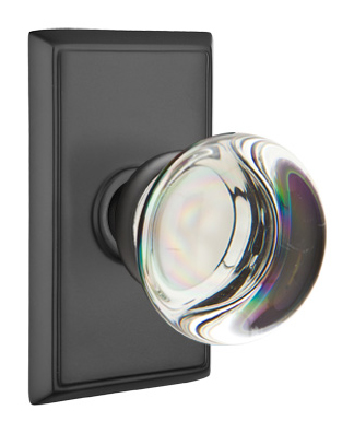 Emtek Providence Glass Door Knobset w/Rectangular Rosette (Passage - Flat Black - 2-3/4in. Backset) Questions & Answers