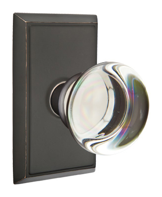Emtek Providence Glass Door Knobset w/Rectangular Rosette (Privacy - Oil Rubbed Bronze - 2-3/4in. Backset) Questions & Answers