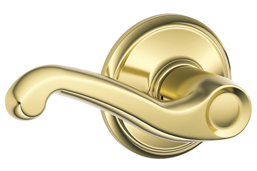 Schlage Flair Door Leverset (Passage - Polished Brass - Adjustable Backset) Questions & Answers