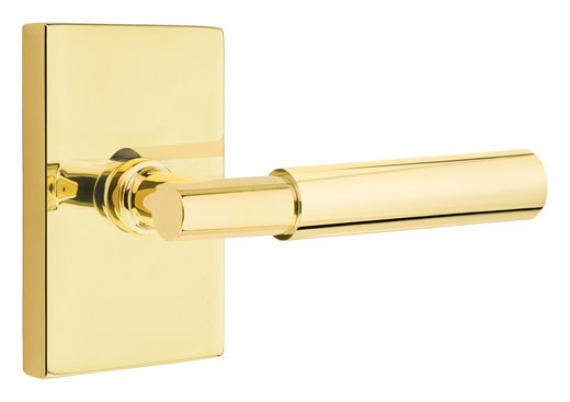 Emtek Brass Myles Door Leverset w/Modern Rectangle Rosette (Passage - Unlacquered Brass - Right - 2-3/4in. Backset) Questions & Answers