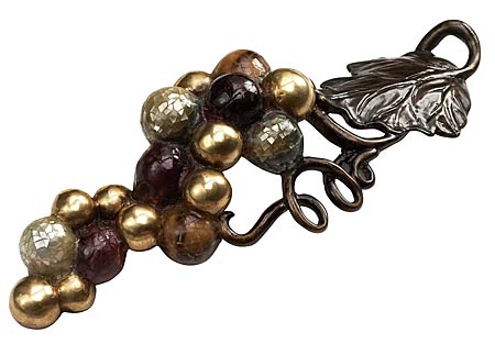 Symphony by Schaub 4-9/16" (116mm) Center-to-Center Grape Vine Cabinet Pull (Dark Bronze w/Mother of Pearl, Tiger Penshell and Crackle Violet Oyster) Questions & Answers