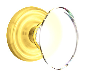 Emtek Hampton Clear Glass Door Knobset w/Regular Rosette (Dummy Set - Polished Brass Lifetime) Questions & Answers