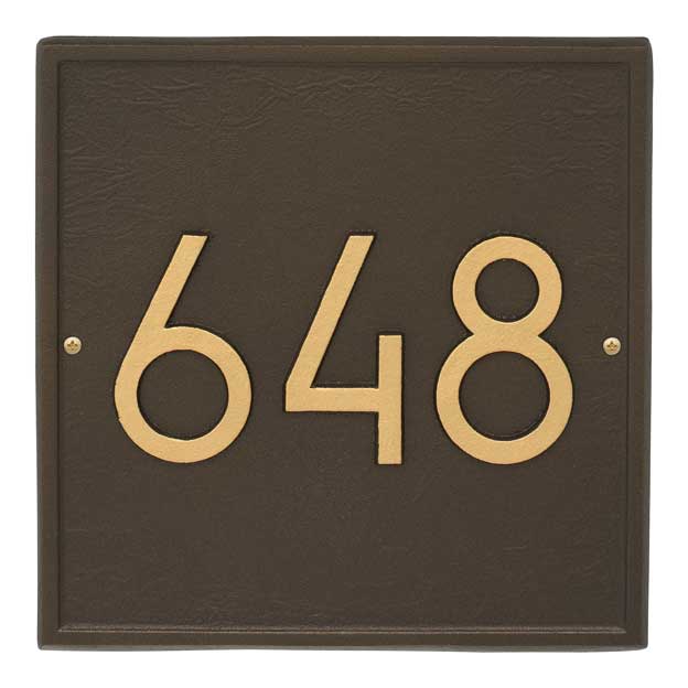 Whitehall Square Modern Address Plaque - (Aged Bronze/Gold) Questions & Answers